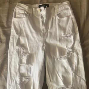 real distressed white jeans